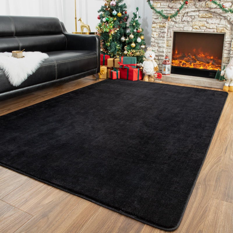 Przemy Washable Black Rugs for Living Room Bedroom, 5x7 Feet Super Soft Memory Foam Rug Indoor Carpet for Kids Room Boys Girls Dorm Bedside Nursery Decor Mat - Image 1