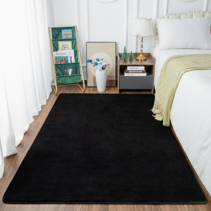 Przemy Washable Black Rugs for Living Room Bedroom, 5x7 Feet Super Soft Memory Foam Rug Indoor Carpet for Kids Room Boys Girls Dorm Bedside Nursery Decor Mat - Image 3