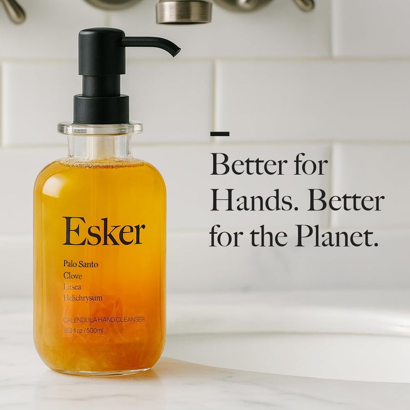 ESKER Calendula Hand Cleanser â€“ Luxury Plant-Based Foaming Hand Wash | Calendula & Essential Oils in Reusable Glass Bottle â€“ Plant-Based â€¢ Cruelty-Free â€¢ Sulfate-Free â€¢ 16.9â€¯flâ€¯oz - Image 2