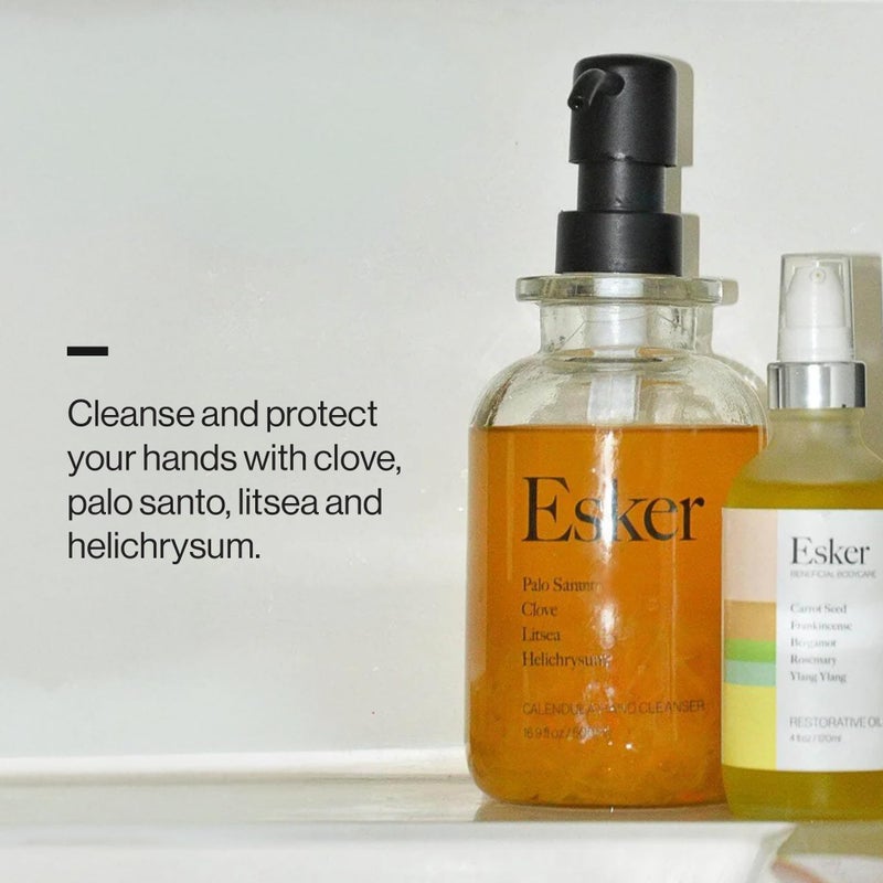 ESKER Calendula Hand Cleanser â€“ Luxury Plant-Based Foaming Hand Wash | Calendula & Essential Oils in Reusable Glass Bottle â€“ Plant-Based â€¢ Cruelty-Free â€¢ Sulfate-Free â€¢ 16.9â€¯flâ€¯oz - Image 4
