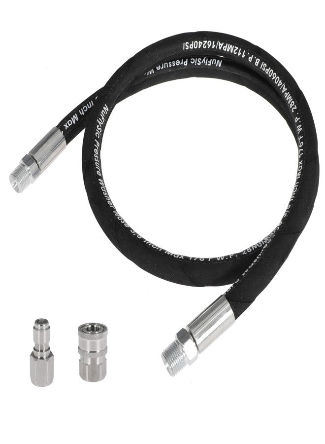 NuFlySic Pressure Washer Jumper Hose, 8FT, 3/8 Inch NPT Quick Connect, 4000 PSI, Black+Silver - Image 1