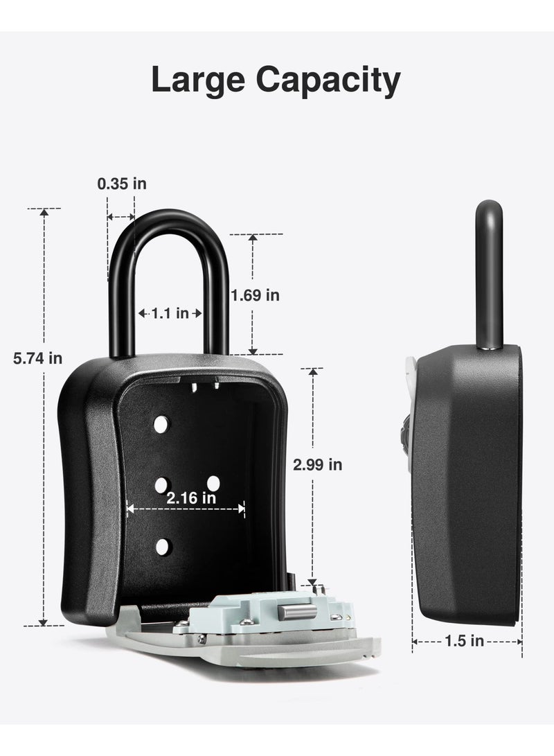 KISSUN Wall-Mounted Key Lock Box with Resettable Combination Code - Portable Key Storage Safe for Home Office Apartment Spare Keys Gray - Image 4