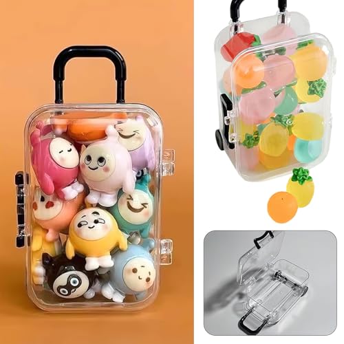 Ylapagne 12 PCS Mini Luggage Storage Box, Plastic Transparent Cubes Travel Suitcase with Wheel Candy Jewelry Display Covers Case Wedding Bride Gift Packaging Boxes for Party Favors (Black) - Image 2