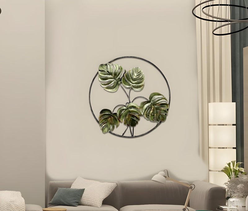 Framing Hub - Iron Big Handcrafted Multicolor Round Metal Leaf Abstract Wall Art Decorative Wall Frame Sculpture for Living Room Bedroom Drawing Room Home Decor - Image 1