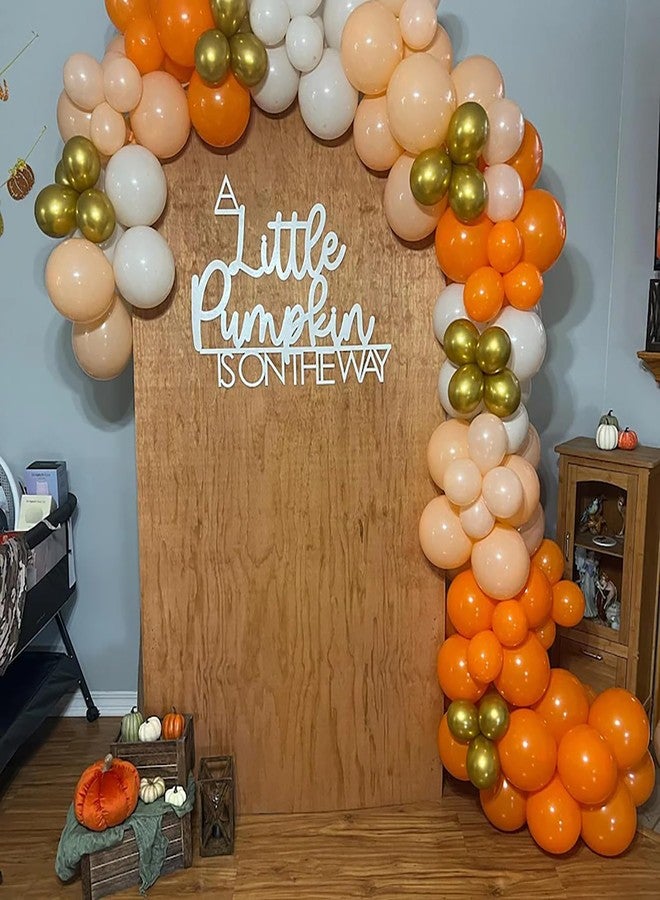 QENWWENG Our little Pumpkin is on the way Sign for Backdrop,Wooden Pumpkin Theme Baby Shower Party Decorations for Autumn Theme,Gender Reveal Party Decorations - Image 3