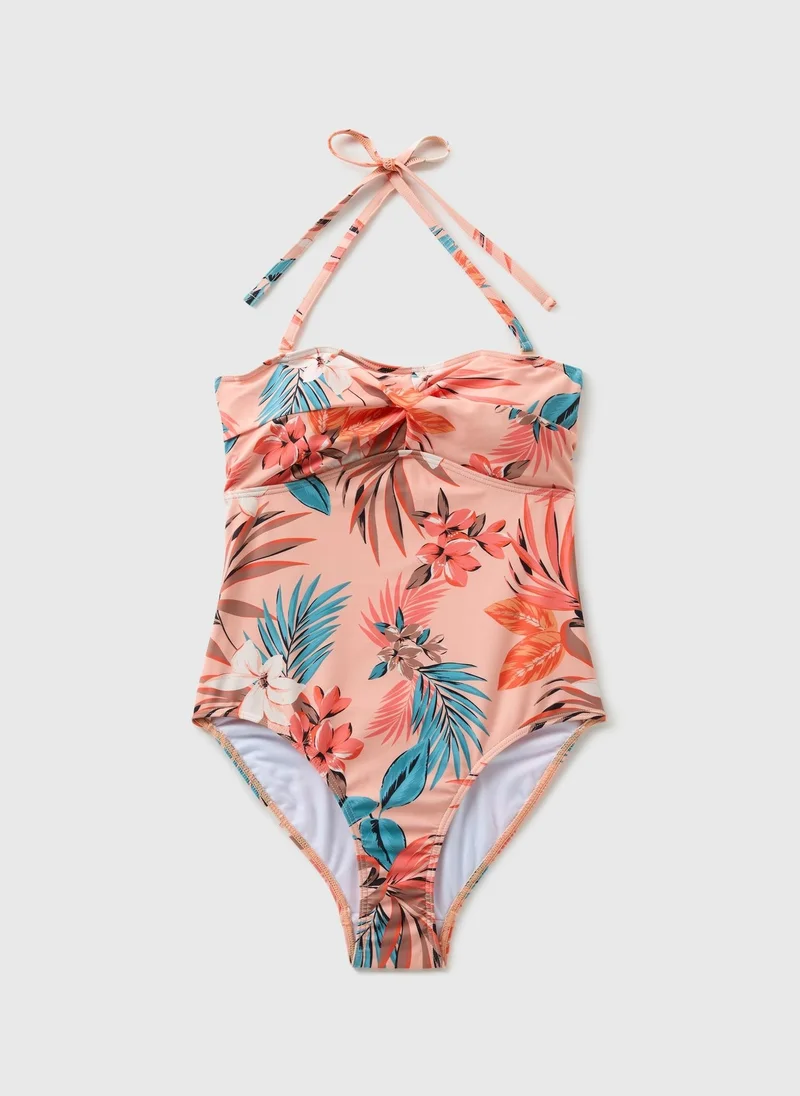 Matalan Coral Tropical Halter Neck Swimsuit