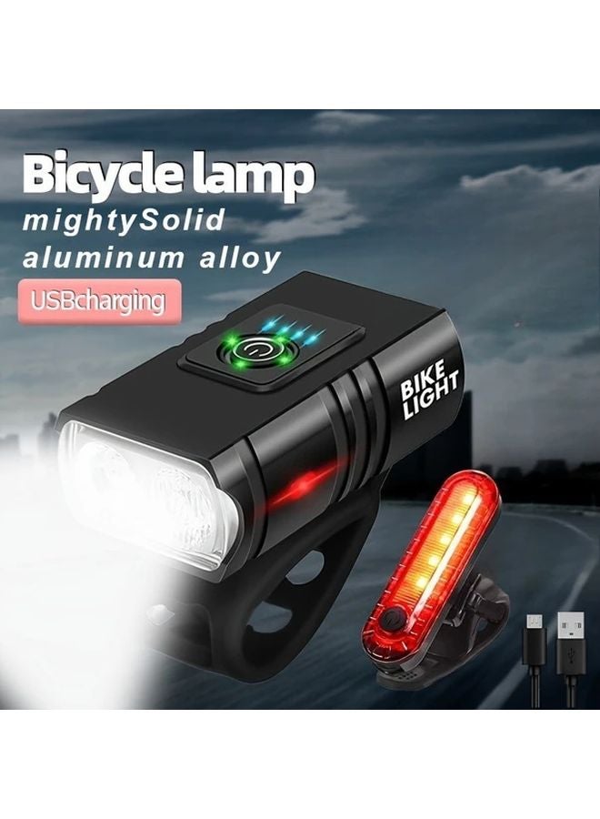 2pcs Ultra Bright Aluminum Alloy LED Bike Riding Light 6 Mode USB Tail Light - Image 4