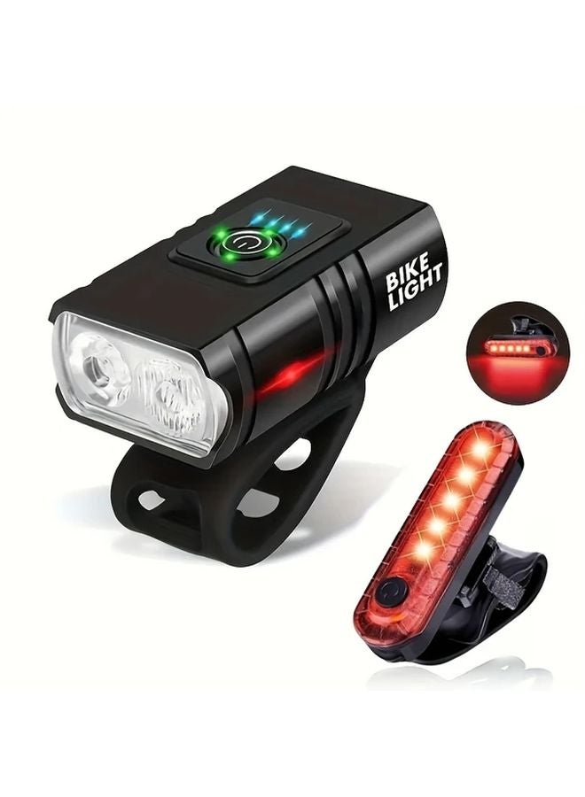 2pcs Ultra Bright Aluminum Alloy LED Bike Riding Light 6 Mode USB Tail Light - Image 1