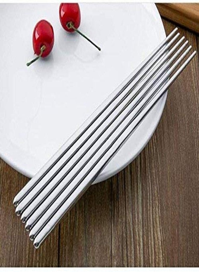 PRABODH 5 Pair Stainless Steel Plain Chopsticks Set Reusable Non-Slip Sticks Dinnerware/Tableware Sets - Image 5