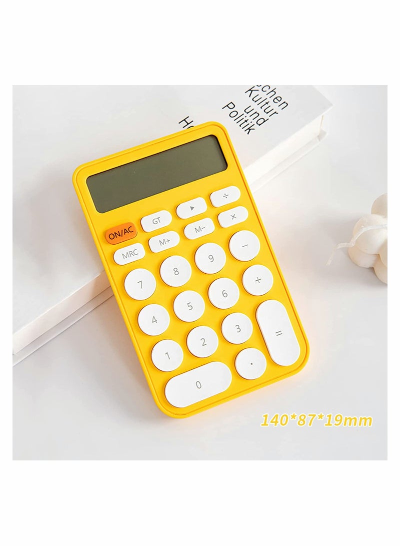 Desk Basic Cute Calculator, SYOSI Small Portable Standard Calculator 12 Digit Dual Power Handheld Desktop Calculator with Large LCD Display and Sensitive Buttons, No Noise (Yellow) - Image 3