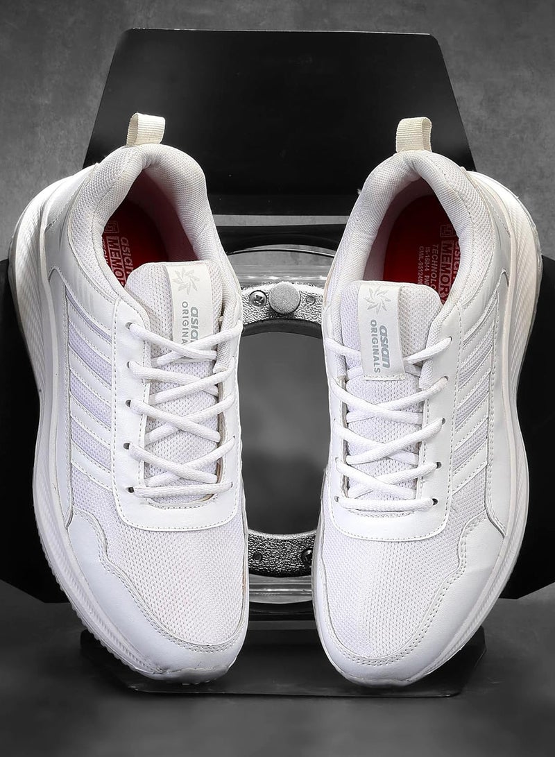 Asian Lightweight White Running Shoes for Men and Boys - Image 4