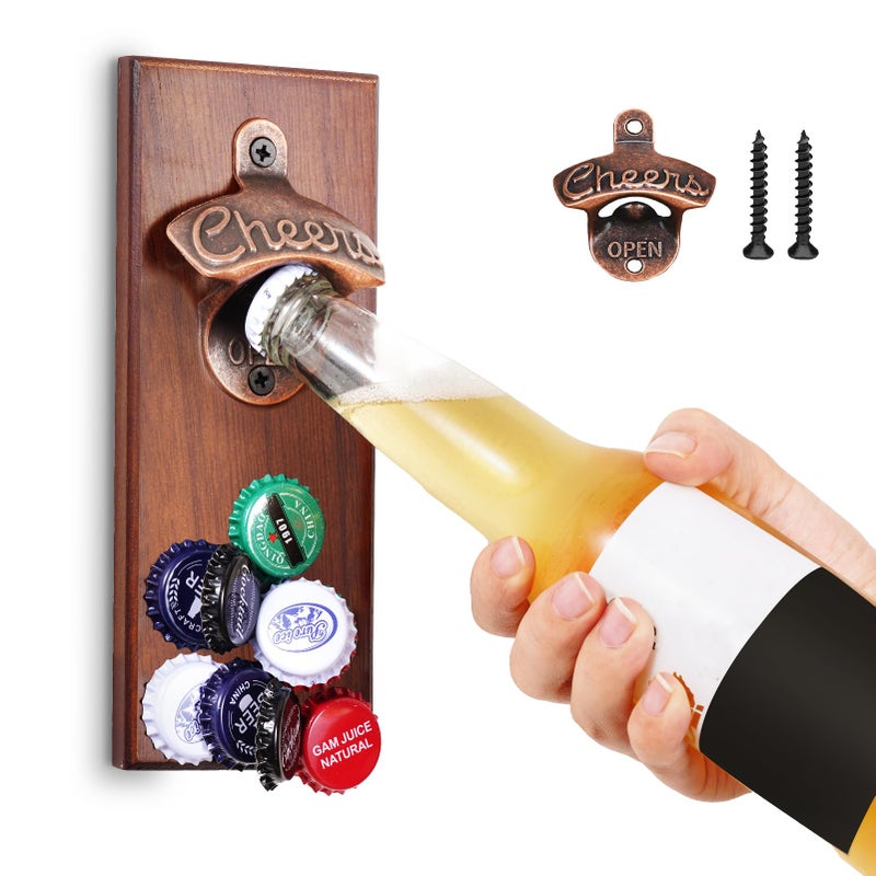 Eieymct Gifts for Men Dad Magnetic Beer Bottle Opener Wall Mounted with Auto Catch Unique Beer Gifts for Men Him Boyfriend Grandpa Husband Uncle Cool Gadgets for Birthday Housewarming Presents 