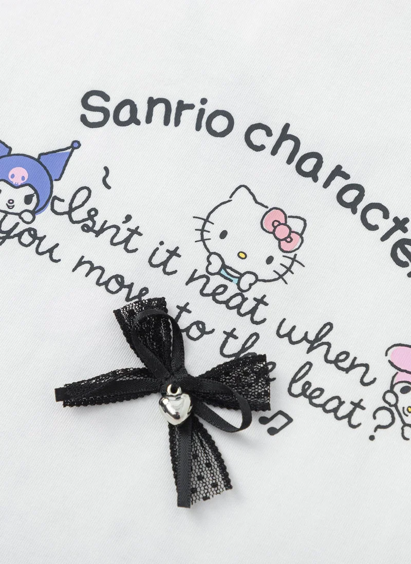 Balabala White Kids Girls Round v-neck short-sleeved T-shirt for Women | Best Price UAE