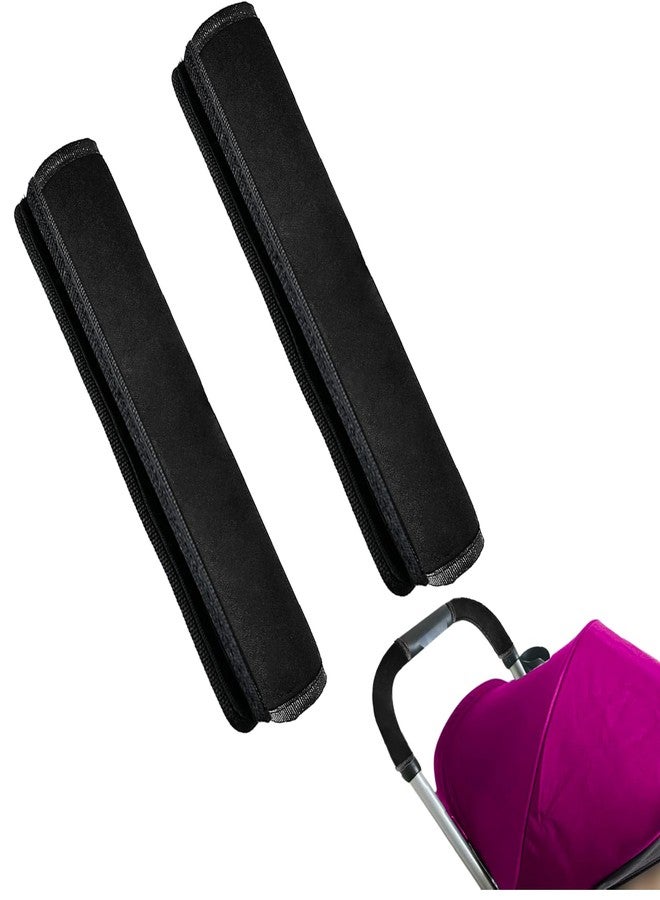 Anglepingping 2 Pack 10.82×5.51in Armrest Handle Cover,Universal Pushchair Protector Handlebar Sleeve Bumper,Dust Proof Handle Accessories Removable Fabric Pushchair Case Grip Bar Replacement Covers(Black) - Image 1