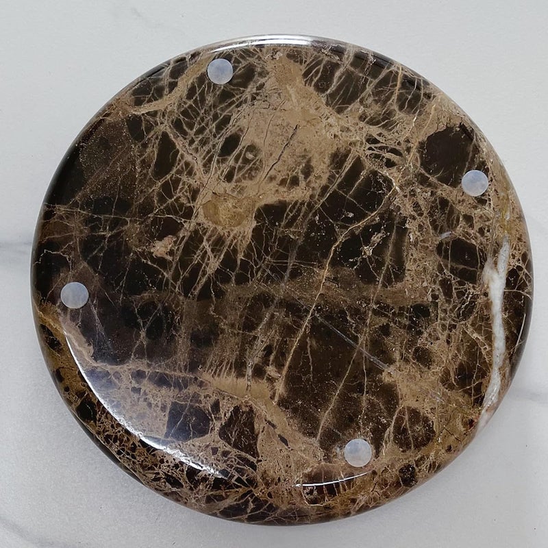SAIDKOCC Natural Marble Round Vanity Tray Jewelry Makeup Dish Decorative Tray for Coffee Table,Bathroom,Bedroom (Coffee Net) - Image 3