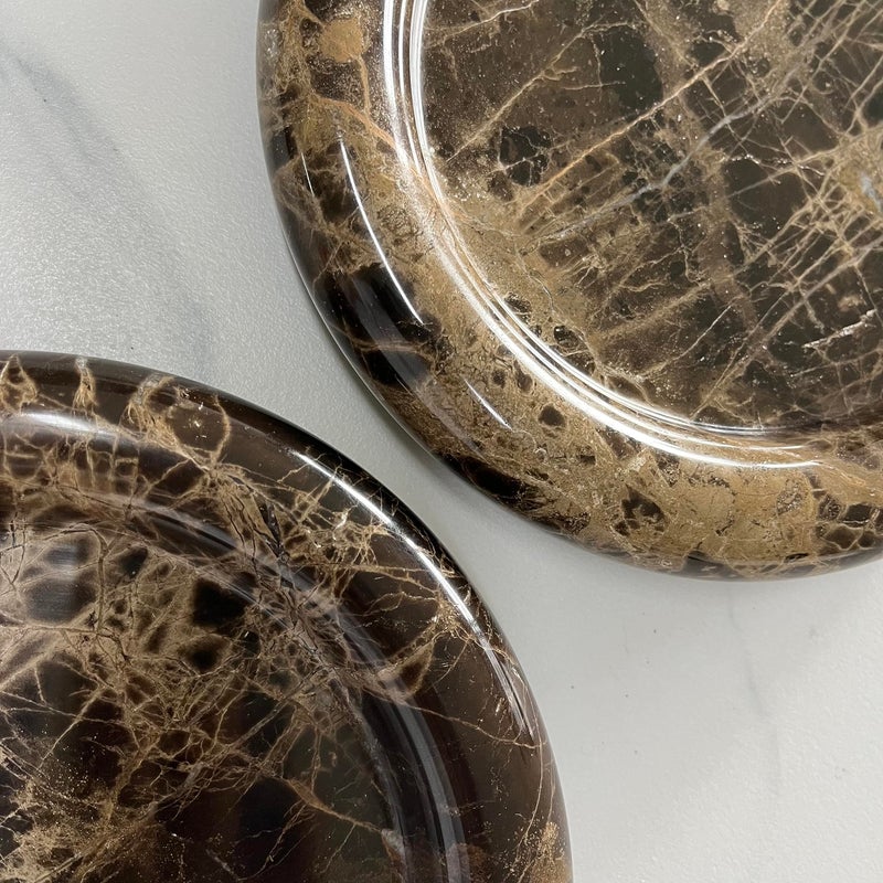 SAIDKOCC Natural Marble Round Vanity Tray Jewelry Makeup Dish Decorative Tray for Coffee Table,Bathroom,Bedroom (Coffee Net) - Image 5