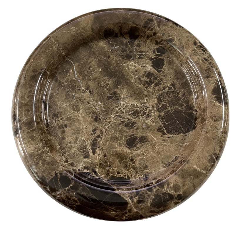 SAIDKOCC Natural Marble Round Vanity Tray Jewelry Makeup Dish Decorative Tray for Coffee Table,Bathroom,Bedroom (Coffee Net) - Image 1