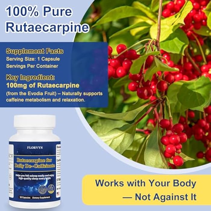 Florvyn Rutaecarpine Supplement for Coffee Lovers – De-Caffeinate, Naturally Derived Formula Supports the Body’s Caffeine Metabolism – Non-Habit Forming, Helps Maintain a Calm & Relaxed State - Image 3