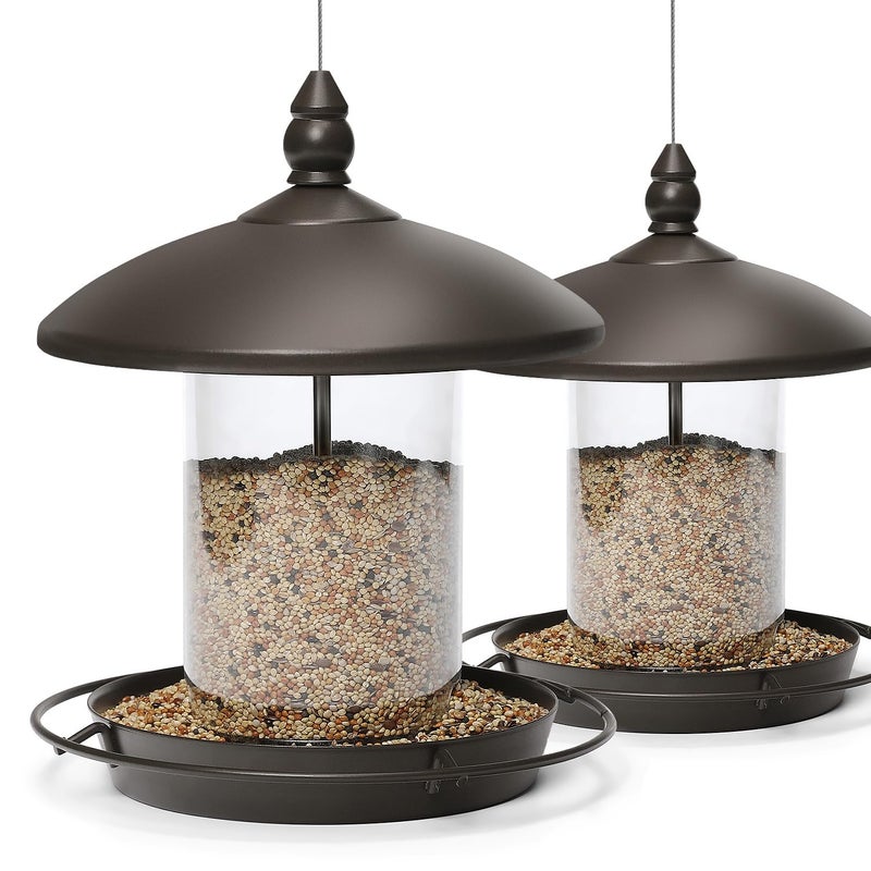 Youvip Pack of 2 Metal Roof Bird Feeder for Backyard Birds Bronze - Image 2