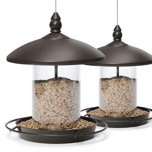 Youvip Pack of 2 Metal Roof Bird Feeder for Backyard Birds Bronze - Image 1