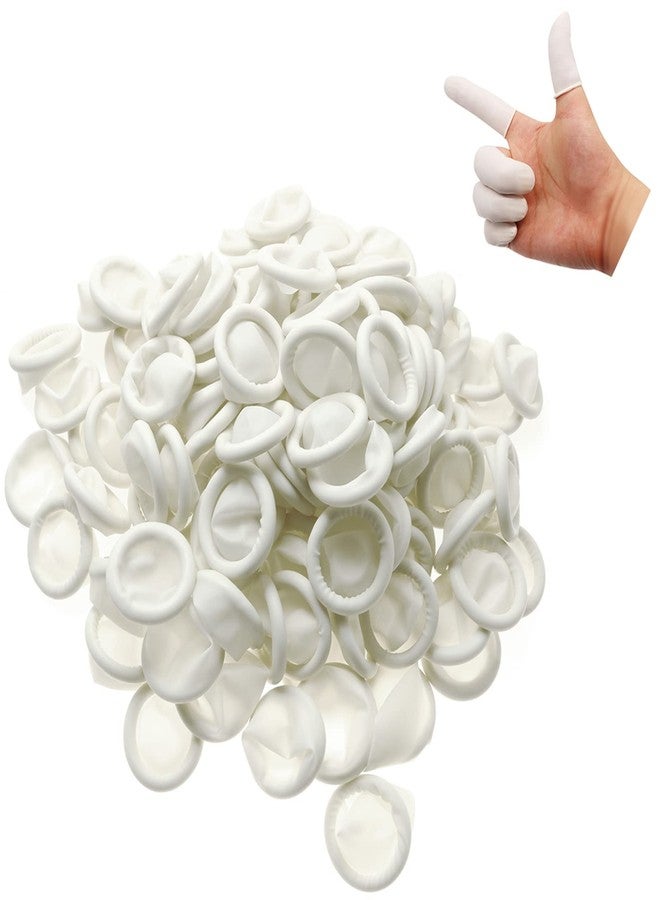 Lind Kitchen 150pcs Disposable Latex Finger Cots Protective Fingertips Gloves Rubber Industrial Fingerstall Sleeves 65x25mm (White) - Image 1