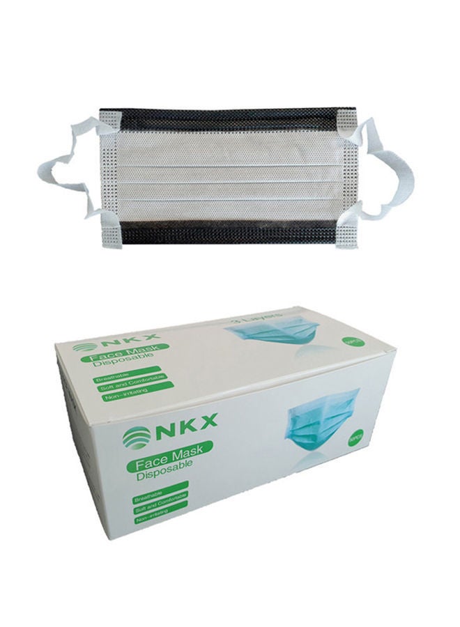 NIBEMINENT Pack Of 50 Pieces Disposable 3 Ply Face Mask Black - Image 1