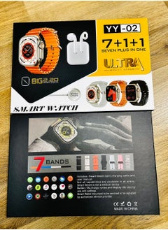 Raxoom Smart Watch Ultra 7+1+1 with Earphones 8 Straps Full Touch Color Screen Bluetooth Calling Health and Sports Smartwatch Multicolor  - Image 2