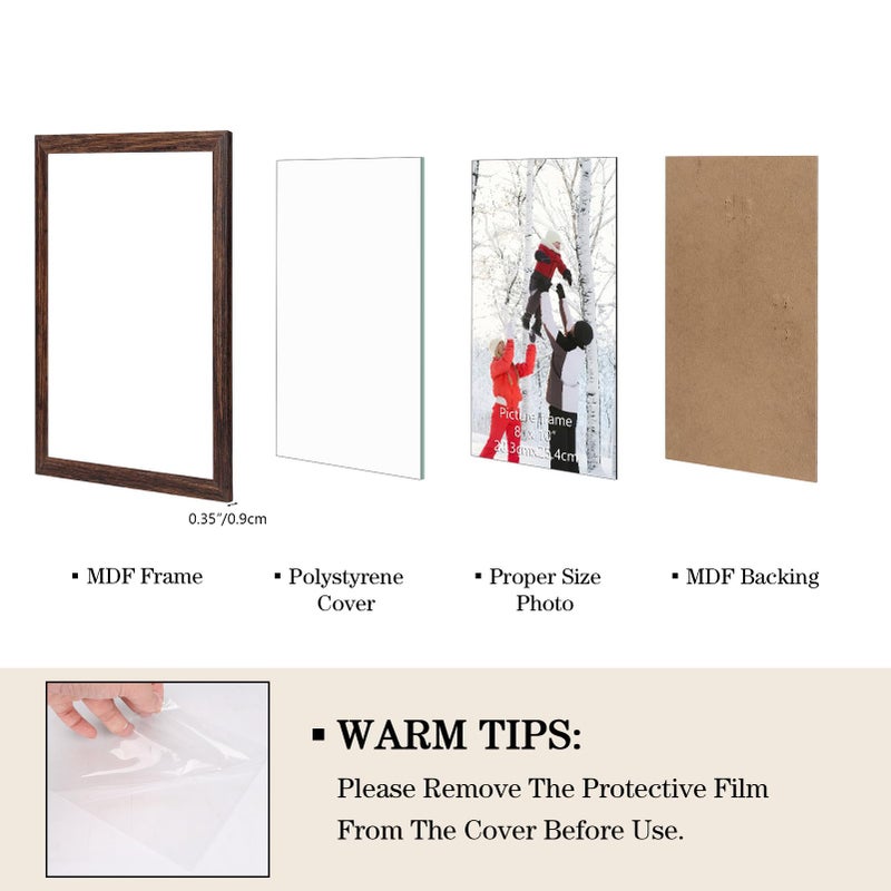 PHAREGE 8x10 Picture Frame Bulk Distressed Coffee, Set of 18 MDF Wood Grain Frame for Display 8 by 10 Family Wedding Photos on Tabletop or Wall - Image 5