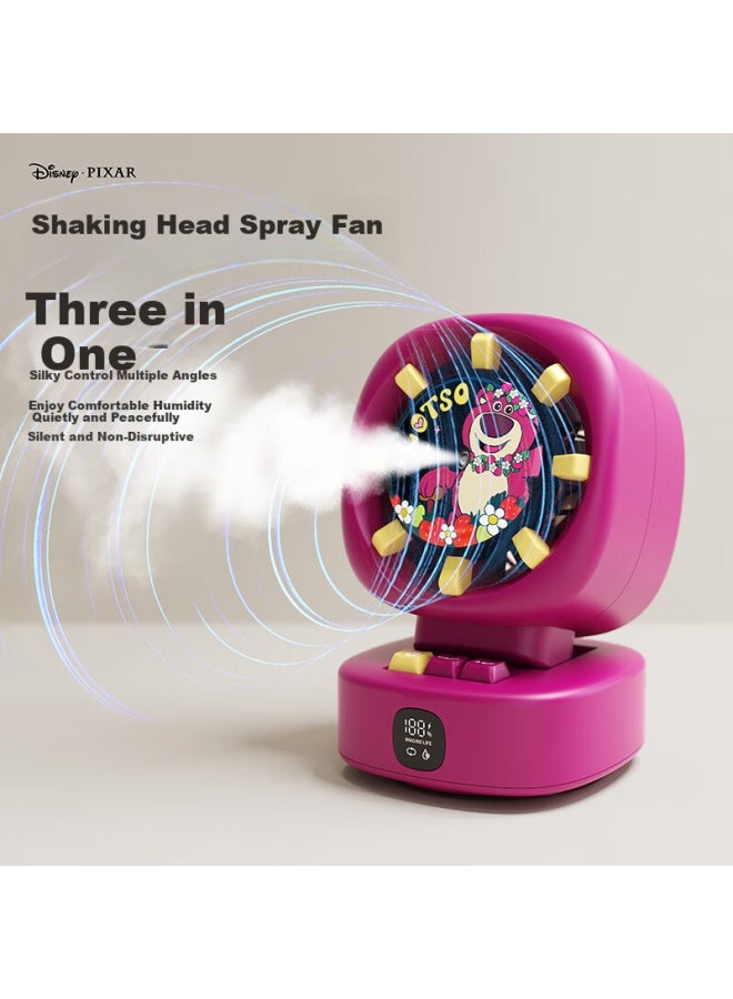 Bigearfox Disney Big-eared Fox Water-cooled Fan With Mist Humidification, Small Cooling Air Conditioner, Desktop Office Home Usb Rechargeable Ultra-quiet Table Fan, Student Dormitory Cooling Device, Strawberry Bear - Image 1
