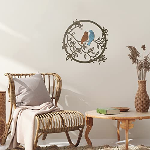 Ferraycle Metal Wall Art Bird on Tree Branch Silhouette Bird Art Decor for Living Room Garden Bedroom Office Home Wall Housewarming Party Decor(Vivid Color) - Image 4