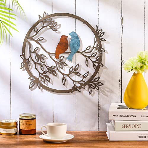Ferraycle Metal Wall Art Bird on Tree Branch Silhouette Bird Art Decor for Living Room Garden Bedroom Office Home Wall Housewarming Party Decor(Vivid Color) - Image 3