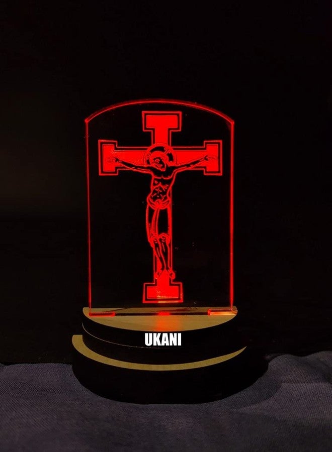 UKANI 3D Jesus Christ Design USB Connected Night Lamp for Car/Office/Desktop/Gift/for Bedroom Hall Table Top 7 Color Change Light Size 3 Inch - Image 3