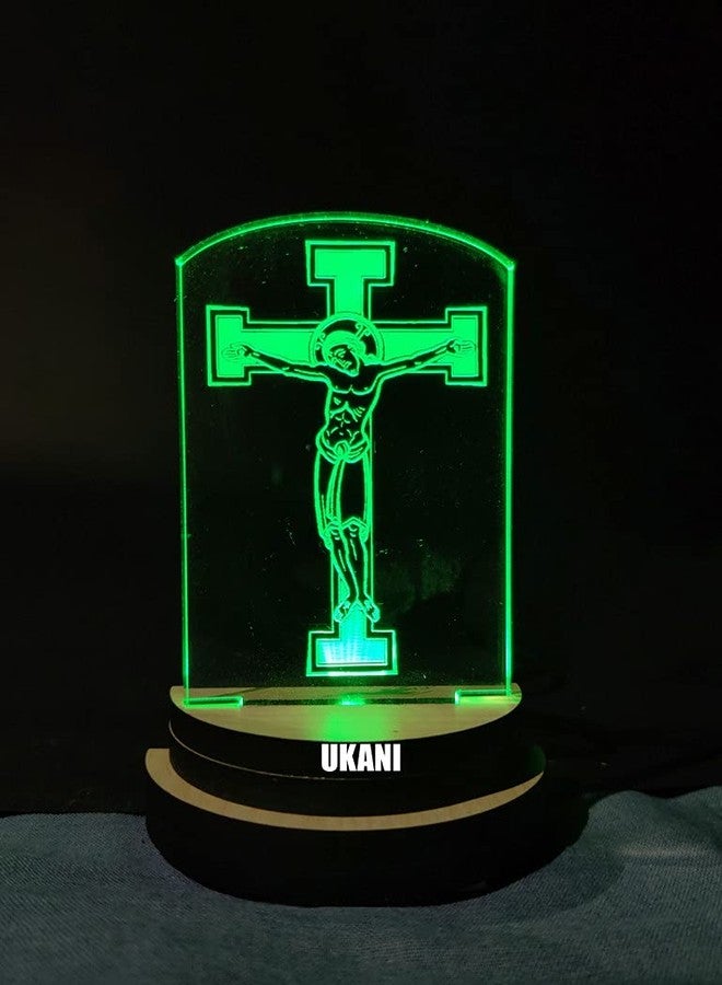 UKANI 3D Jesus Christ Design USB Connected Night Lamp for Car/Office/Desktop/Gift/for Bedroom Hall Table Top 7 Color Change Light Size 3 Inch - Image 1