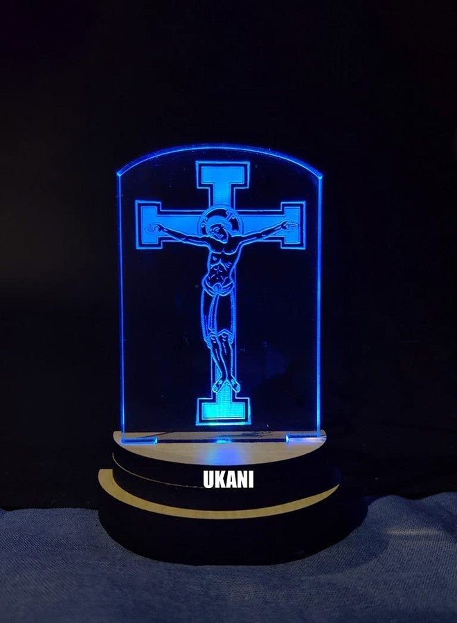 UKANI 3D Jesus Christ Design USB Connected Night Lamp for Car/Office/Desktop/Gift/for Bedroom Hall Table Top 7 Color Change Light Size 3 Inch - Image 4