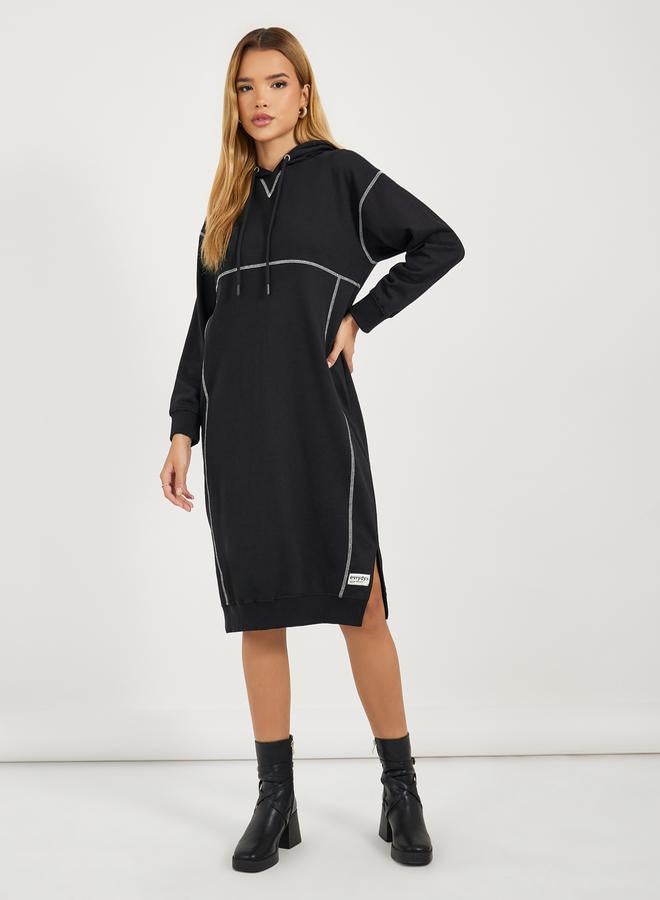 Styli Contrast Stitch Hoodie Dress  - Image 1