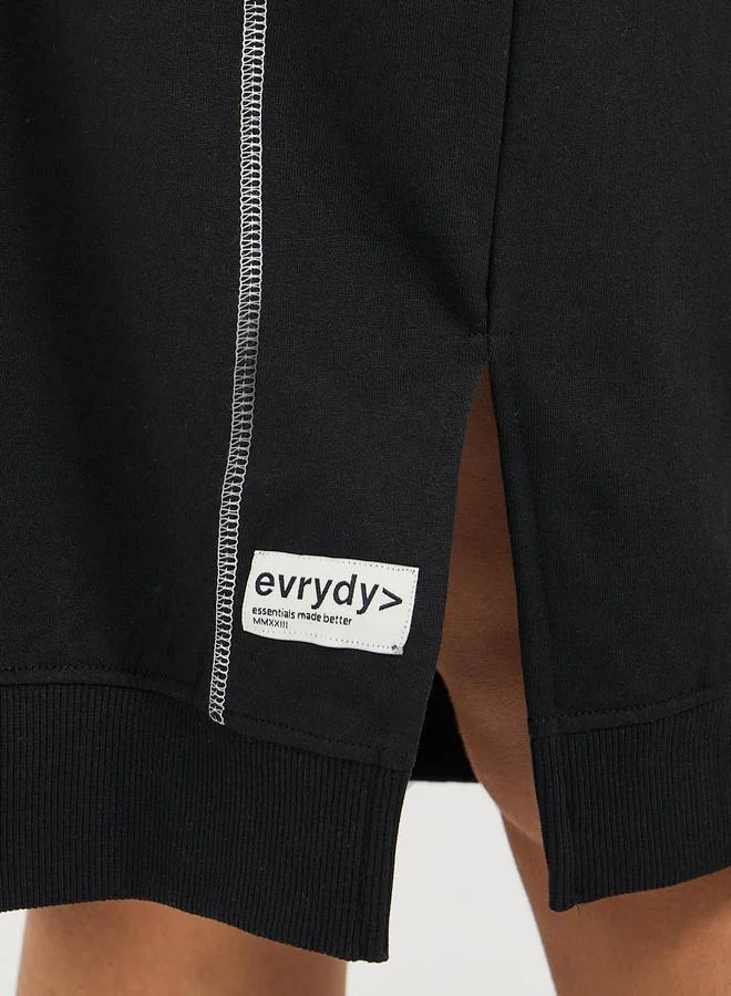Styli Contrast Stitch Hoodie Dress