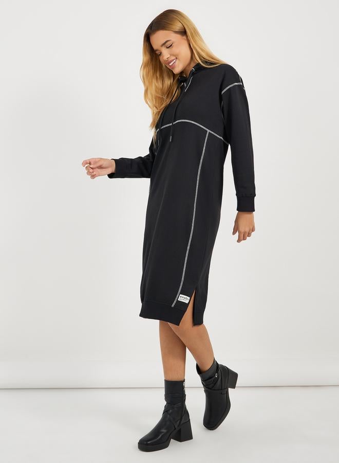 Styli Contrast Stitch Hoodie Dress  - Image 2