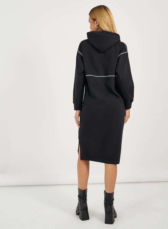 Styli Contrast Stitch Hoodie Dress  - Image 5