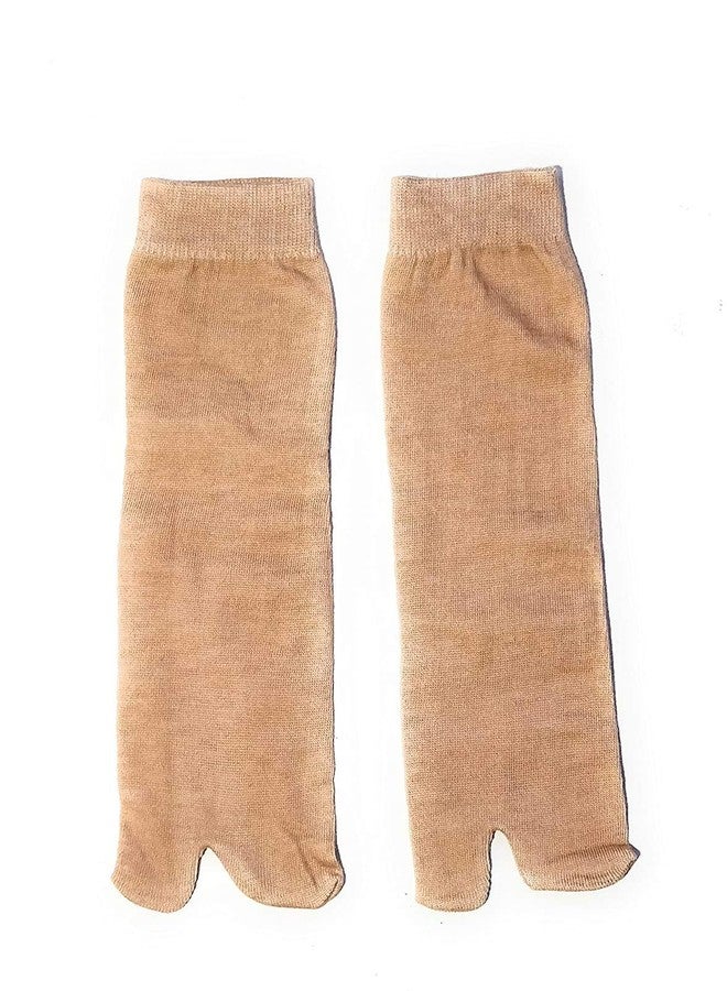 Malvina Girl's Formal Plain Cotton Ankle Length Winter Thumb Socks (Fawn)-(Pack of 12) - Image 2