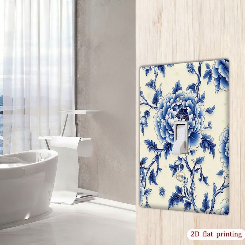 1pc Blue Peony Design Duplex Flat Printing Outlet Covers Decorative Light Switch And Receptacle Covers Stylish Home Decoration Room Accents - Image 5