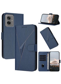 For Motorola Moto G55 Triangle Pattern Buckle Clasp Leather Phone Case(Royal Blue)