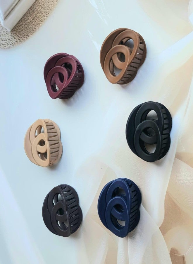 RHOSYN HAIR ACCESSORIES Interlocking Circle Shaped Multicolor Claw Clips Modern Hair Claw Clips, Matte Finish, Cute Hair Jaw Clips Nonslip Clips, Strong Clamp Clutcher (Pack of 1) - Image 1