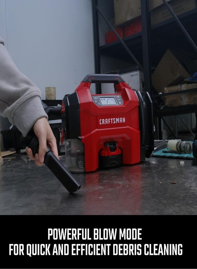CRAFTSMAN Inflator/Vacuum/Blower 3-IN-1,Tire Inflator Portable Air Compressor with LED Light,Quiet Car Vacuum or Blower, 160 PSI for Car RV Truck,12V DC Corded and 20V DC Cordless,Tool Only - Image 5