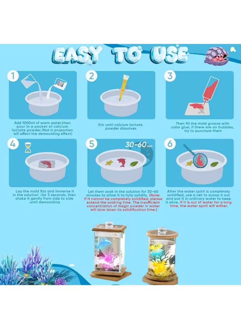 مجموعة ألعاب سحرية من 30 قطعة DIY على شكل قزم مائي - 12 جل مائي غير مرئي، 12 قالب إبداعي، وملحقات إضافية - متعة حرفية للأطفال، وتعلم العلوم والتكنولوجيا والهندسة والرياضيات، وهدية للعطلات - Image 3