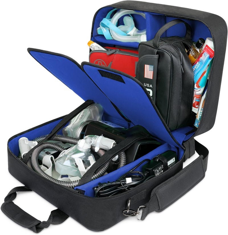 USA Gear USA Gear Large CPAP Traveling Bag, Customizable for CPAP Machine Hose, Masks & Accessories Compatible with Resmed AirSense 11, AirMini Autoset, Phillips Respironics DreamStation & More (Blue)