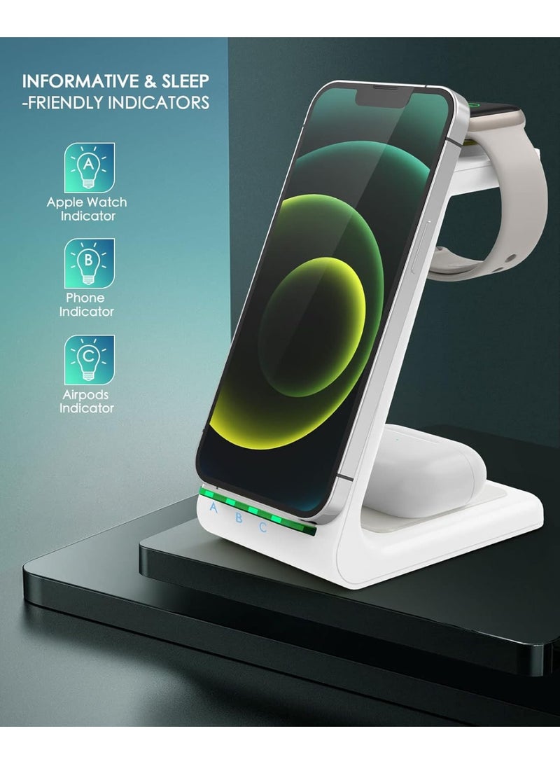 AMROAH 3 in 1 Wireless Charging Station, 2026 Upgraded Fast Desk Charger Station for iPhone 17 16 15 14 13 12 Pro Max Plus, Charger Stand for Apple Watch 11 10 9 8 7 6 5 4 3 2 Ultra SE, Airpods 4 3 2 Pro - Image 4