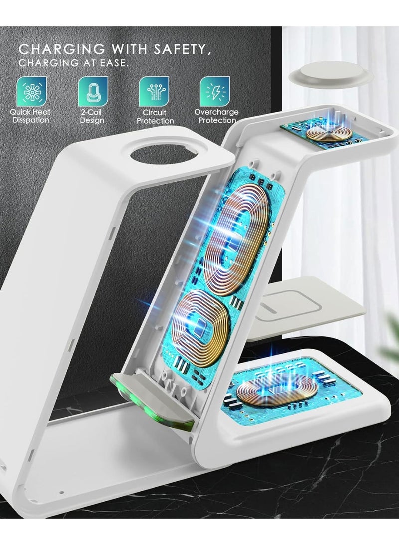 AMROAH 3 in 1 Wireless Charging Station, 2026 Upgraded Fast Desk Charger Station for iPhone 17 16 15 14 13 12 Pro Max Plus, Charger Stand for Apple Watch 11 10 9 8 7 6 5 4 3 2 Ultra SE, Airpods 4 3 2 Pro - Image 5
