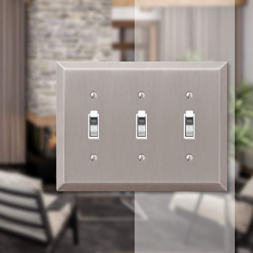 AMERELLE 163TTTBN Century Triple Toggle Steel Wallplate in Brushed Nickel - Image 3