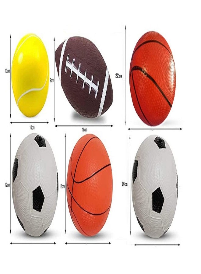 CZLCD 6Pces Soft Sports Balls Set for Kids Various Size of Soccer Ball, Basketball, Football,Tennis Ball,Volleyball with Large Free Bag and Hand Pump - Image 3