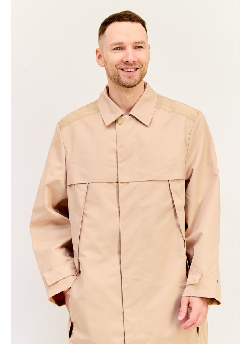 adidas Originals Men Sportswear Fit Embroidered Logo Outdoor Jacket, Beige  - Image 4